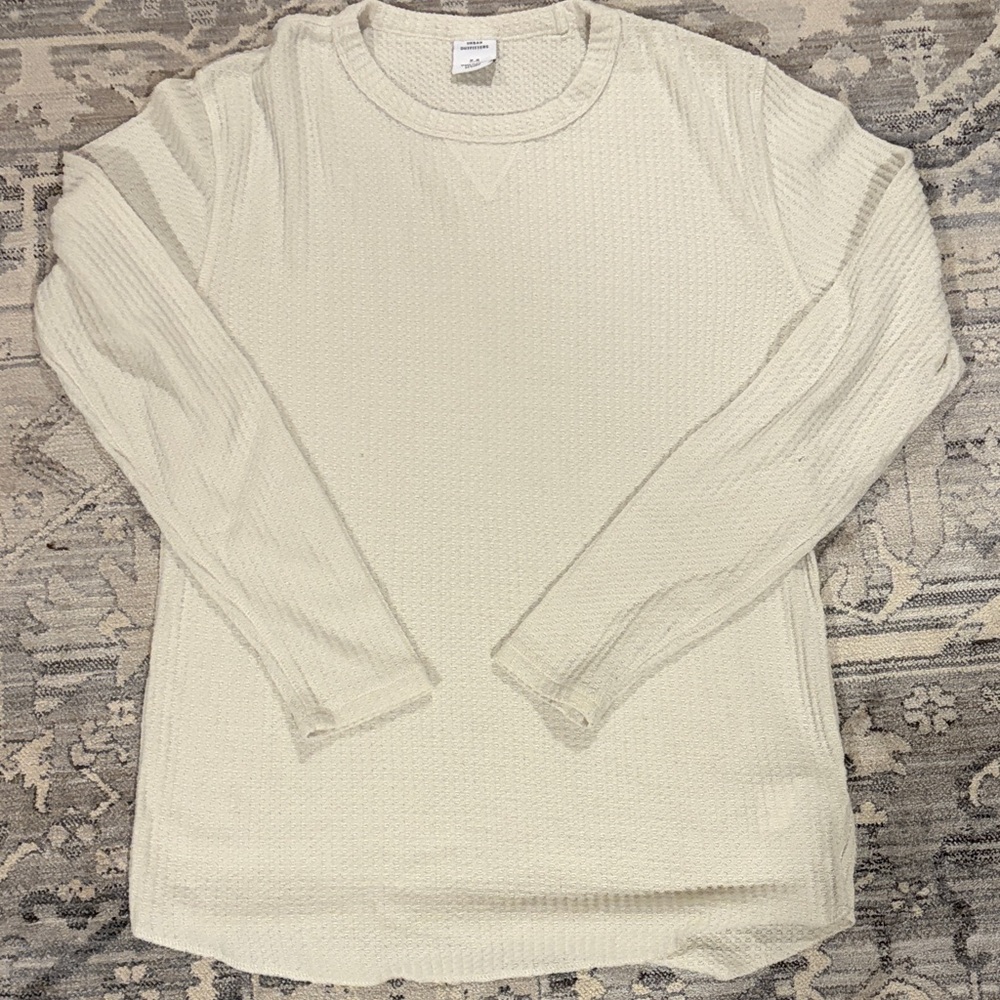 Urban Outfitters Cream Waffle Knit Men’s Long Sleeve Shirt